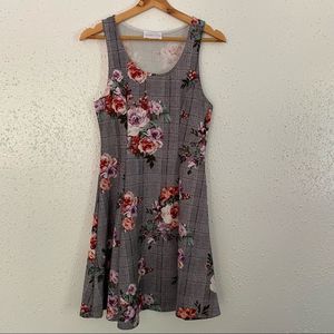 FRENCH GREY | floral | dress | sleeveless | scoop neck | small